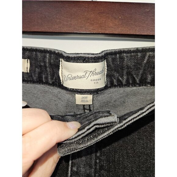Universal Thread Black Jeans Women Sz 26 High Rise Straight Vintage Stretch NEW - Picture 6 of 12